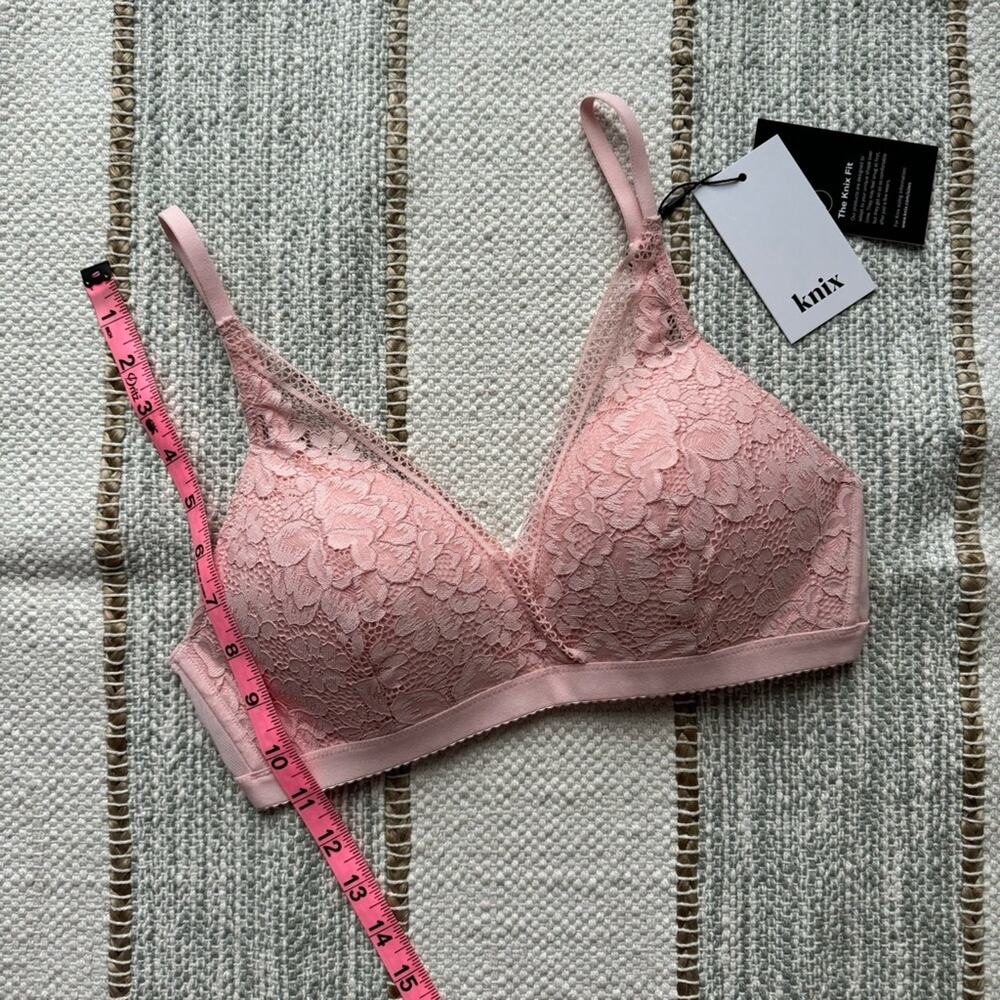 Knix Lace Deep V Bralette Bra Rose Water Pink Women’s Size Medium - Picture 5 of 7